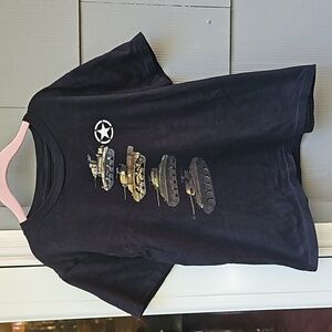 Unisex children's WWII tank T-shirt black small